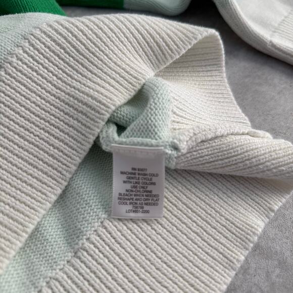 Liz Claiborne striped knit v-neck sweater 100% cotton blue and green size XL - Picture 6 of 7